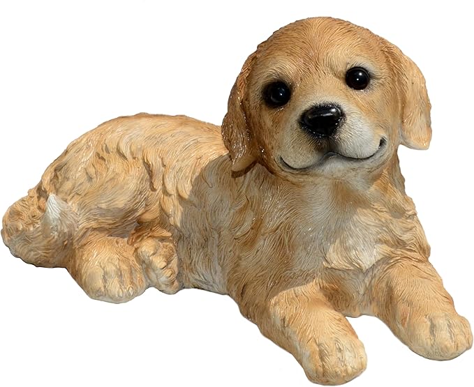 Goldie Retriever Puppy L by Michael Carr Designs - Outdoor Puppy Dog Figurine for Gardens, patios and lawns (80105)