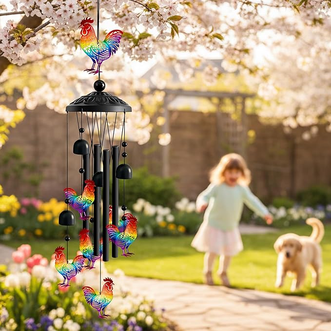 Wind Chimes for Outside, Deep Tone Memorial Windchimes for Patio Porch Balcony Decoration, Memorial Wind Chimes Gifts for Women Mom Grandma Sister (Chicken)