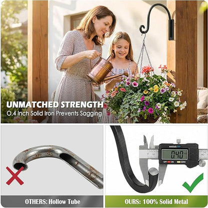 Lifyzoon Heavy Duty Plant Hanger Bracket (8"/Black) - 4 Packs, 35lbs Weight Capacity - Outdoor Hand-Forged Hanging Plant Bracket Durable and Stable Bird Feeder Hanger
