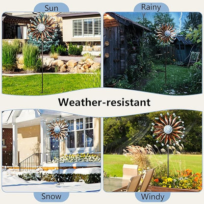 Lariander Wind Spinners Outdoor Metal Large with Stake- 84'' Wind Spinners for Yard and Garden - Windmill for Yard - Ideal Gift Metal Yard Art for Family, Friends, Garden Lovers (Willow Leaf)