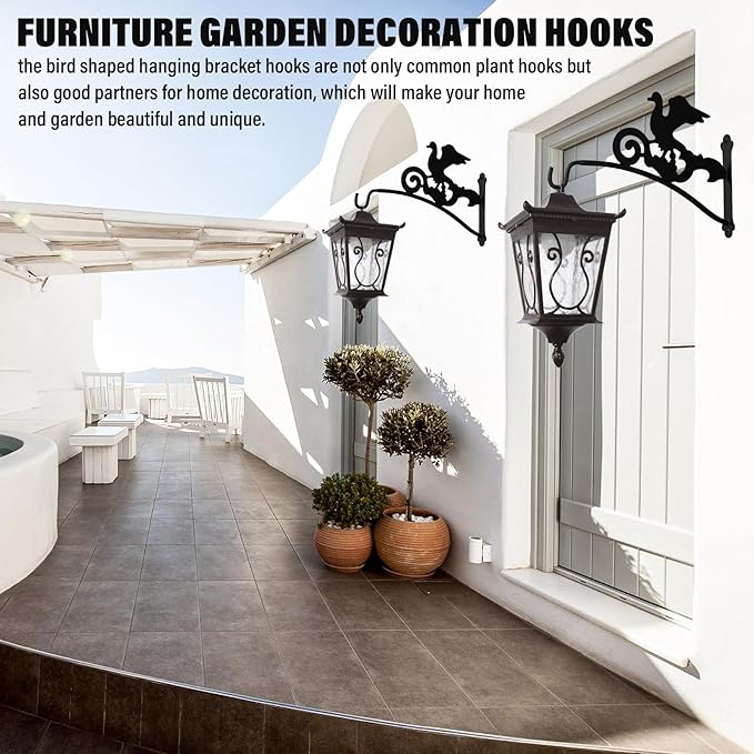 Plant Hangers Hooks,Hanging Bracket Outdoor Decoration Hooks Black 16 Inch Anti Rust Metal Plants,Lights,Planters,Lanterns,Hanging Bird Feeders,Wind Chimes,Indoor