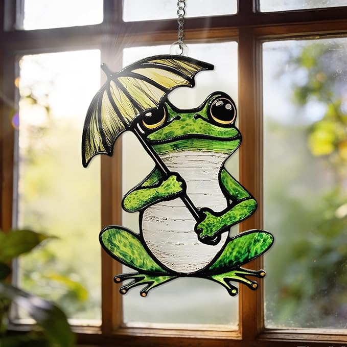 Frog Suncatcher, Stained Glass Frog Suncatcher Ornament, Frog Lovers Gift Ideas