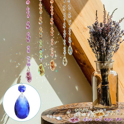 PATIKIL Teardrop Crystal Chandelier Pendants Beads, 10 Pack 125mm Length 38mm Chandelier Prisms Parts Ornaments Hanging Beads for DIY Arts Crafts Decoration, Blue