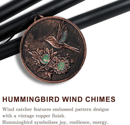 Wind Chimes for Outside, Vintage Hummingbird Deep Tone Wind Chime Outdoor Clearance, Patio Porch Balcony Decoration, Garden Hanging Decor Gifts for Women Mom Grandma (34" Hummingbird)