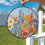 NAZENTI Personalized Stained Glass Window Hanging Suncatcher for Mother's Day, Custom Family Birth Flowers Glass Suncatcher, Gifts for Grandma, Personalized Mom's Garden Gift