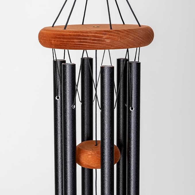 Festival 24-inch Redwood Wind Chime in Black by Wind River for Patio, Backyard, Garden, and Outdoor décor. Made in The USA