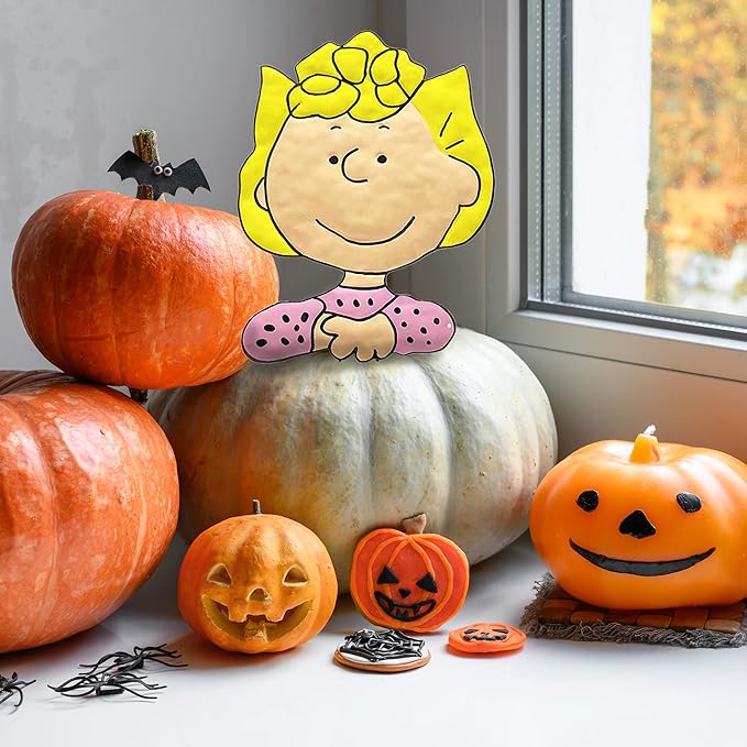 PRODUCTWORKS Peanuts Pumkin Press-in Icon Metal Stake Halloween Harvest Decor Porch Decorating Indoor Outdoor (Great Pumpkin Sally)