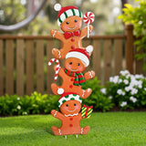 Cute Gingerbread Christmas Decorations Outdoor, Metal Christmas Decor Garden Art, Detachable 3 pcs Gingerbreads Stakes Lawn Ornaments, Christma Gnomes Yard Art Decorations Gift Porch Outside