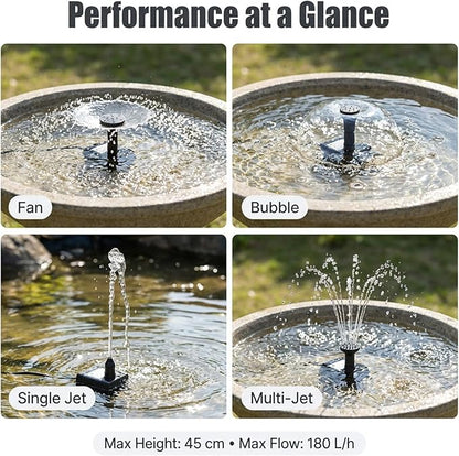 Solar Powered Fountain with 5 Size Spray Adapters Energy Saving Water Pump for Pond Garden Decor