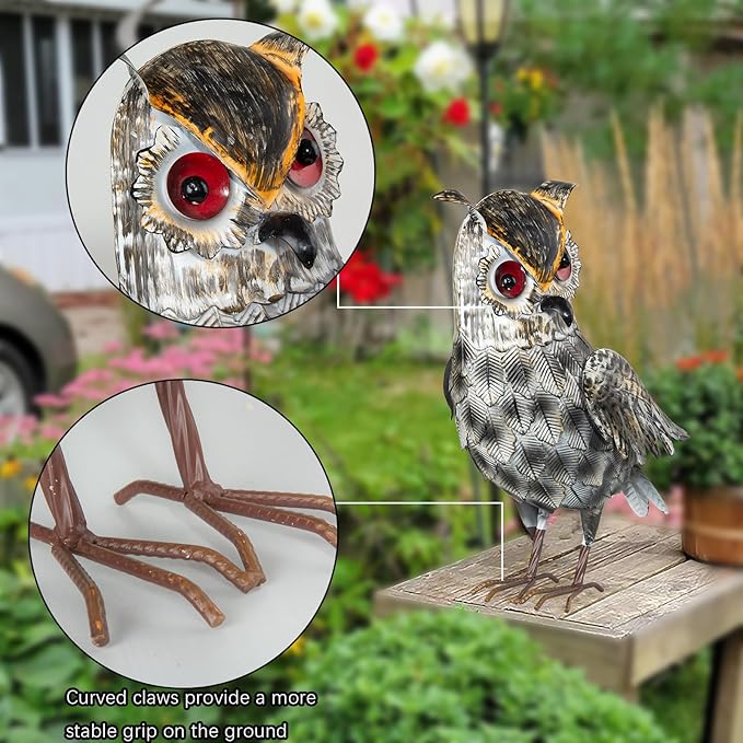 Metal Owl Outdoor Statue, Realistic Owl Garden Statue for Yard Home Lawn Patio Outdoor Decoration