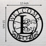 Metal Monogrammed Initial Welcome Sign, Metal Letter Wall Art Decor, Name Sign for Home Porch Front Door Outdoor (L)