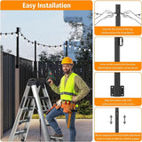 LETIANPAI 2.8Ft String Light Poles 4 Pack,Light Poles for Outside Lights,Outdoor with Fence Brackets Hanging Lights,Metal Stand Deck Patio Backyard