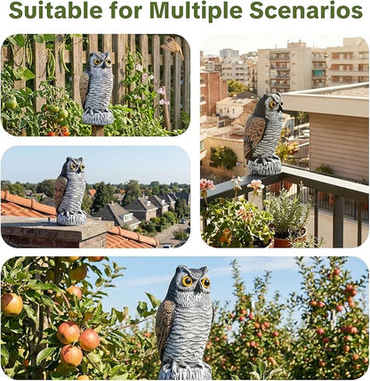 OFFO 2 Pack Fake Owl, Owl Statue for Garden and Yard Decoration, Weatherproof Plastic Outdoor Owl Decor for Porch Pool Patio Yard, 8 in Height, Round + Long Ear Owl