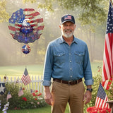American Eagle Wind Spinner - 3D Stainless Steel Wind Spinners Outdoor Flag Pattern Kinetic Art Spinning Decor 12 Inch 250 Anniversary Hanging Ornaments for Patio Lawn Garden Yard Balcony