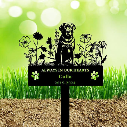 Personalized Flora Dog Memorial Garden Stake - Custom Cemetery Sign with Stake, Grave Plaque, Pet Headstone, Engraved Marker for Dogs