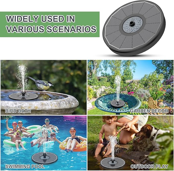 Yzert Solar Fountain for Bird Bath Direct Sunlight High Efficiency 3.5W Glass Panel