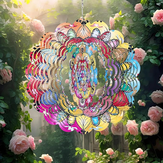 Wind Spinners Outdoor，Wind Spinner for Yard and Garden,3D Wind Spinner Butterfly Gifts for Mother/Friend/Boyfriend/Wife/Grandma,Outdoor Garden Decor Kinetic Yard Art Decoration