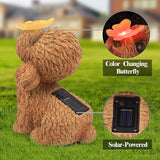 Dog Statues Outdoor Decor, Solar Lights Outdoor Statue Garden Decorations Solar Dog Ornaments for Patio, Lawn, Yard Art Decoration, Housewarming Garden Gift
