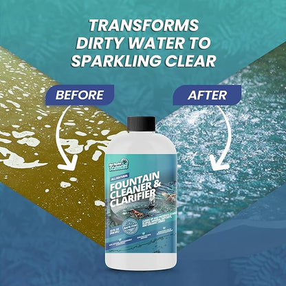 32oz Water Fountain Cleaner - Cleans 80 Gallons of Water, Bird Bath Cleaner Safe for Birds and Wildlife, Ideal for Indoor & Outdoor Use - Prevents Dirt Build-Up and Clog, Safe for Stone, Metal & More