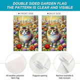 BlissYard Spring Welcome Cat Garden Flag Double Sided 12x18 Inch Tabby Cat Garden Flag Funny Floral Tulip Cats Flags Vertical Farmhouse Welcome Yard Spring Summer Seasonal Outdoor Porch Decor