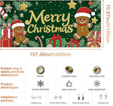 IVN Merry Christmas Garage Door Banner 13x6ft Festive Backdrop Gingerbread Cookie Gifts Green Photo Prop Background for Joyful Holiday Yard Door Cover Background Outdoor Winter Scene
