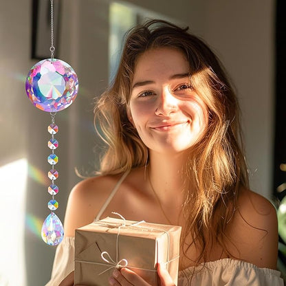 Crystal Suncatcher Ornament, Hanging Decoration with Gifts Box and Card, Perfect for Momter's Day Home Decor Window Christmas Birthday Gifts for Women Her Crystal Decor