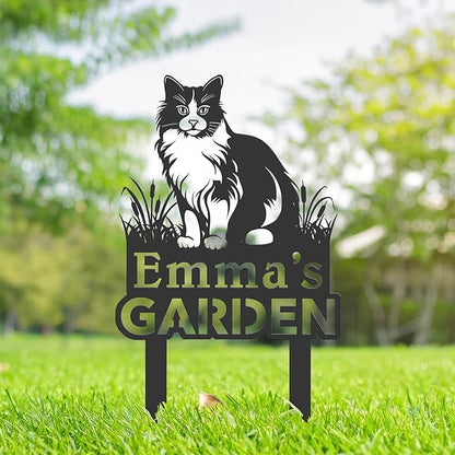 Personalized Cute Cat Kitten Metal Garden Sign,Custom Yard Sign With Stake,Outdoor Garden Décor,Pet Cat Lawn Garden Decorated Statue,Cat Sympathy Yard Metal Sign,Cat Lover Gifts Kailyard Plaque.