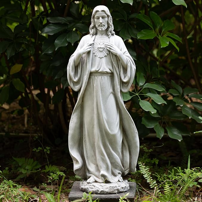 BC Catholic Sacred Heart of Jesus Statue, 24.5" H Large Jesus Christ Statue for Garden, Catholic Outdoor Statue for Yard Patio Lawn Hallway, Religious Gift, Handpainted by Buildclassic
