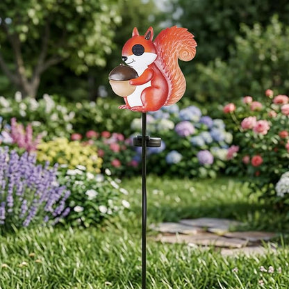 Romart Solar Stake Lights Outdoor Waterproof, Squirrel Solar Garden Path Light with Rotating Light-Up Eyes, Decorative Yard Lawn Landscape Decor