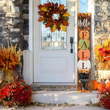 Fall Porch Sign, Hello Pumkpkin Sign for Front Porch, 3 Pumpkins Wooden Sign Yard, Vertical Wood Sign Standing for Patio Front Door Porch, Autumn Home Party Entryway Yard Wall Decor Indoor Outdoor, 47x8 inch