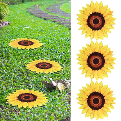 Tandefio 3 Pcs Sunflower Stepping Stones for Garden 12 Inch Decorative Stepping Stones Outdoor Heavy Duty Walkway Iron Pavers for Garden Decor Indoor Outdoor Patio Yard, Yellow Sunflower