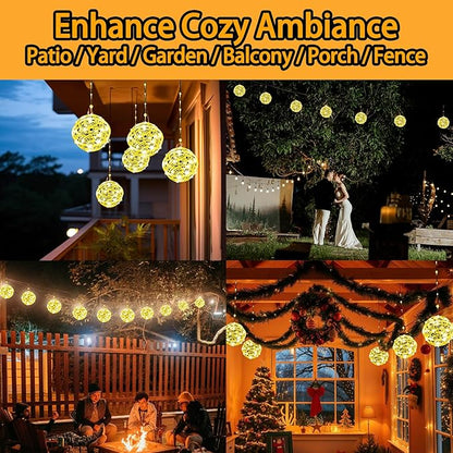 Christmas Ball Lights - 160LED Outdoor Tree Globe String Lights, 8 Modes Waterproof Sphere Lantern Lights, Christmas Decor for Tree Garden Porch (Warm White)