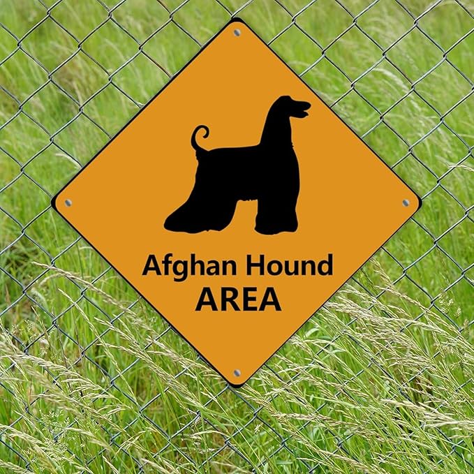 Afghan Hound Crossing Xing Sign Beware of Afghan Hound Dog Metal Sign Afghan Hound Funny Warning Sign Crossing Zone Sign for Farm Yard Front Door Indoor Outdoor Street Sign 15x15in