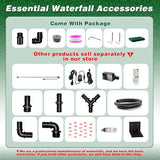 Waterfall Pool Fountain, LONGRUNNEW Stainless Steel Waterfall Spillway with Pipe Connector Kits for Outdoor/Indoor Decorative, 23.6 Inches Pool Water Feature for Garden Patio, Backyard Koi Pond Decor