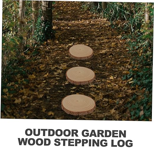 VICASKY 2pcs Wooden Garden Stepping Stones Outdoor Pathway Decor Lightweight Durable Wood Logs for Lawn Patio Walkway Landscaping