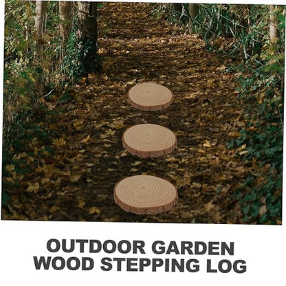 VICASKY 2pcs Wooden Garden Stepping Stones Outdoor Pathway Decor Lightweight Durable Wood Logs for Lawn Patio Walkway Landscaping