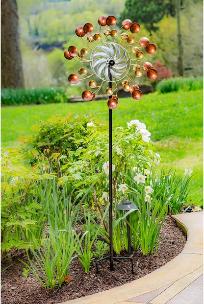 Evergreen Garden Beautiful Summer Copper and Gold Scoops Wind Spinner - 24 x 75 x 11 Inches Fade and Weather Resistant Outdoor Decoration for Homes, Yards and Gardens