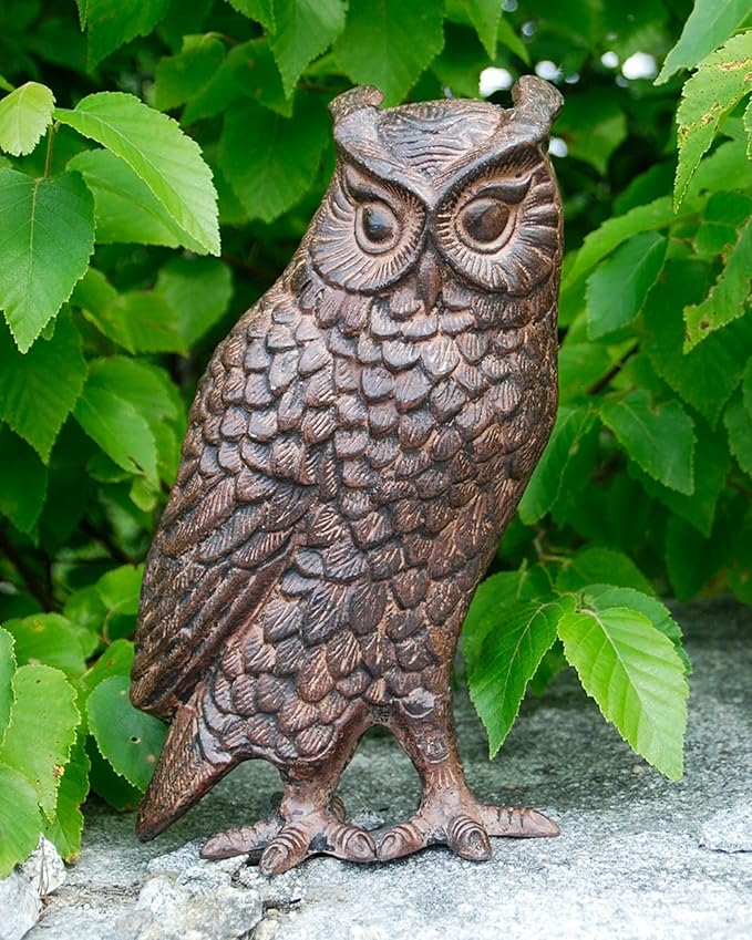 Achla Designs Great Horned Owl Garden Statue, Bronze