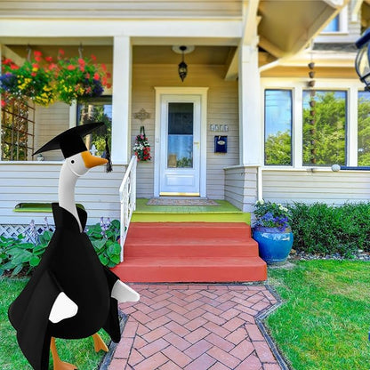 Graduation Goose Outfit for 23'' High Cement Goose Statue, Lawn Porch Clothes Cute Grad Yard Statue Outfit for Patio Outdoor Garden Decoration(Black)