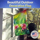 Caroline's Treasures Iowa Wild Prairie Roses in Watercolor House Flag Large Porch Sleeve Pole Decorative Outside Yard Banner Artwork Wall Hanging, Polyester, House Size, Multicolor