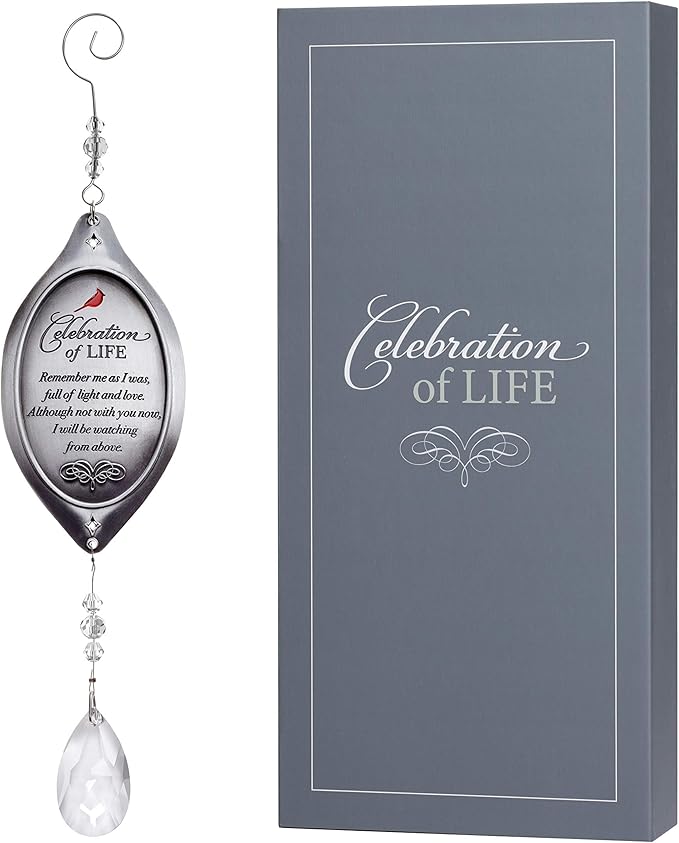 Celebration of Life Sympathy Gift - Cardinal/Bereavement Gift with Crystal Bottom Ornament