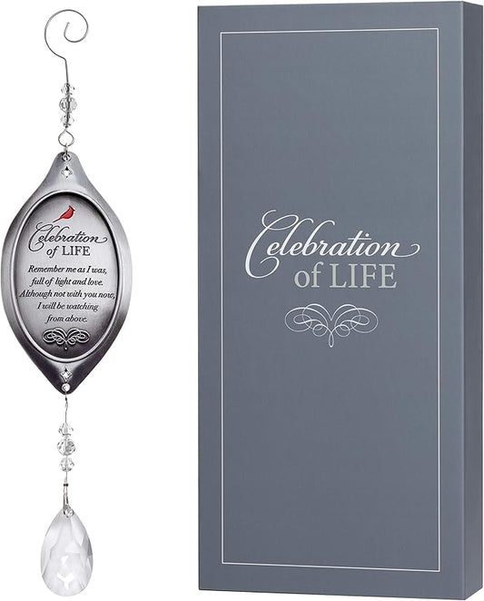 Celebration of Life Sympathy Gift - Cardinal/Bereavement Gift with Crystal Bottom Ornament
