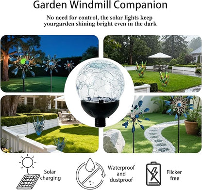 Jesokiibo 2PCS Solar Globe Lights Cracked Glass Ball,Garden Decor Outdoor Waterproof,Globe Lighting for Tequila Sculpture Metal Agave Plant Home Decor Balcony Backyard