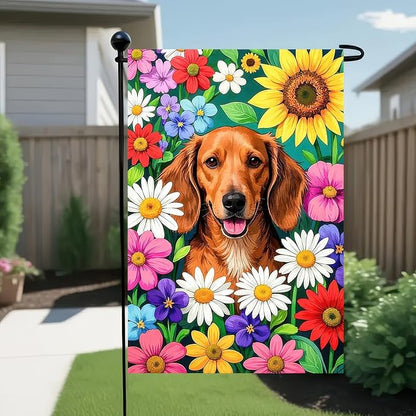 BlissYard Hello Spring Garden Flag 12x18 Inch Double Sided Cute Golden Retriever Seasonal Welcome Small Flags For Outside Outdoor Decor Yard Farmhouse Holiday Spring Summer Decorations Yard Flags
