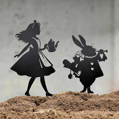 Alice Garden Decor Wonderland Metal Garden Stake, Alice Outdoor Yard Decor for Lawn and Garden, Fantasy Alice Garden Statue Accent, Whimsical Outdoor Decor Gift Unique Gifts for Women & Alice Lovers