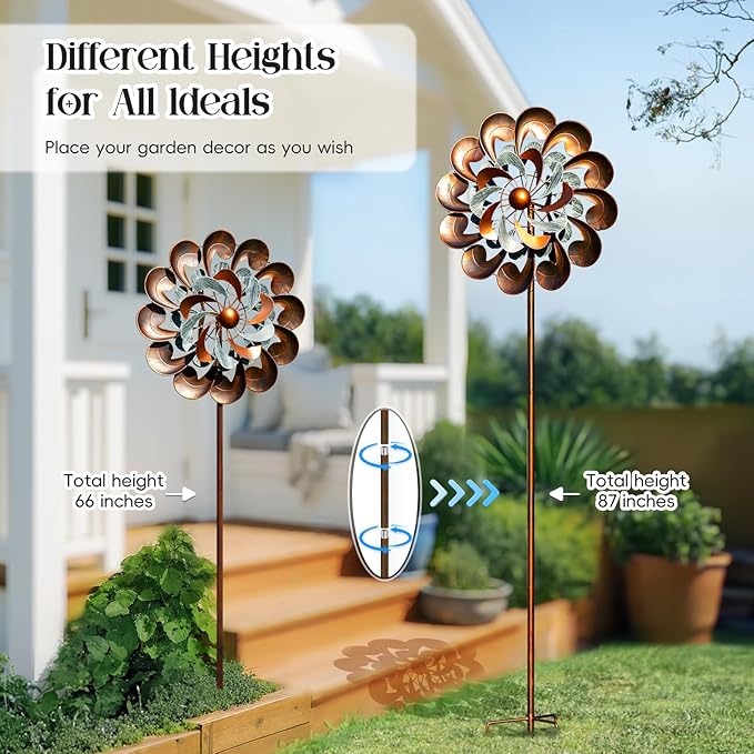 Pure Echo Metal Wind Spinner Outdoor, Wind Spinners for Yard and Garden, 84 inch Wind Sculptures & Spinners, Windmill for Yard Art