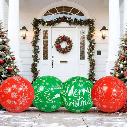 4 PCS 24 Inch Christmas Inflatable Balls Outdoor Inflatable Christmas Ball Ornaments for Xmas Garden Lawn Yard Holiday Front Door Window Decoration