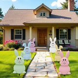 6 Pcs Outdoor Easter Bunny Decorations, 15.7 Inch Metal Easter Bunny Garden Stakes, Double-Sided Pastel Rabbit Yard Signs with Stakes for Spring Lawn Patio Garden Decor & Photo Props