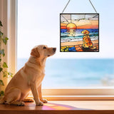 Hanging Stained Glass for Window Dog Suncatcher, Sun Catchers for Outdoor Decoration, Golden Retriever Garden Decor, Gifts for Women, Lovers, Couple, Friend, Bestie