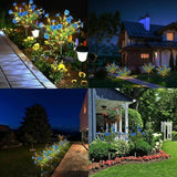 Glooglitter 2 Pack Solar Stake Lights Outdoor Decor Waterproof Mums Artificial Flowers Solar Lights for Outdoor Garden Yard Pathway Decor (Blue,Violet)